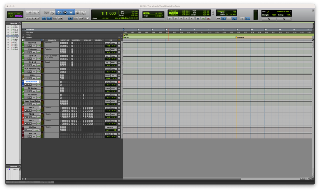 The Miracle Vocal Template In Pro Tools Screenshot